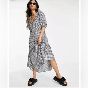 Puff Sleeves Mango Gingham Dress